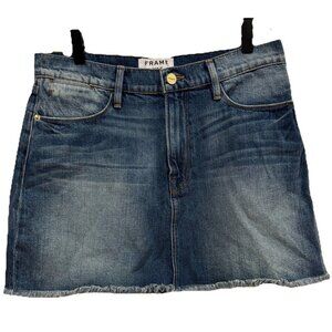 Frame Denim Womens Mini Frayed Hem Jean‎ Skirt Size 28 Blue Wash Festival